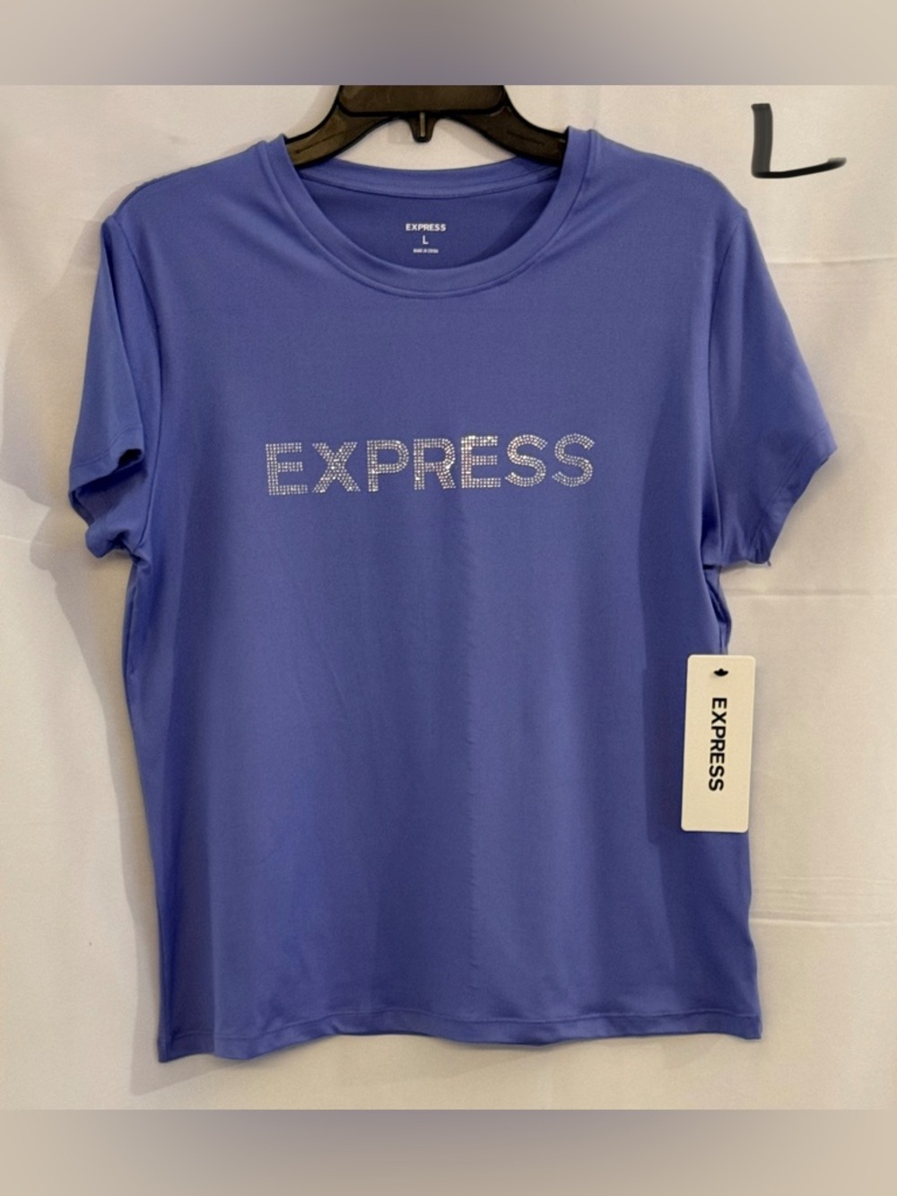Express Periwinkle Blue Short Sleeve Tee with Crystal Logo